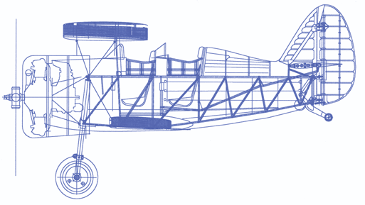 Пример чертежа - самолёт И-15 ДИТ Н.Н.Поликарпова (нажмите, чтобы увидеть более подробный чертёж)